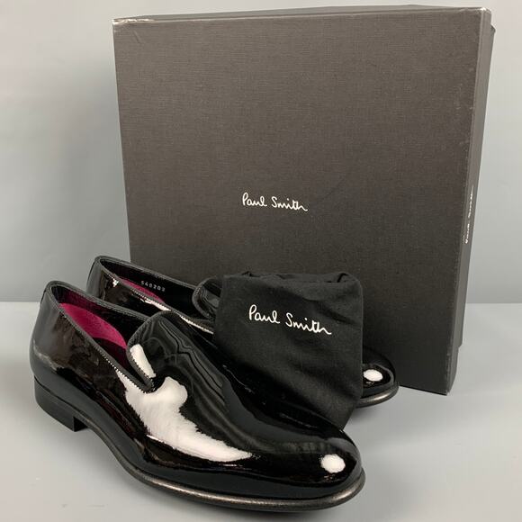 PAUL SMITH Size 7 Black Patent Leather Slip On Loafers main image 9